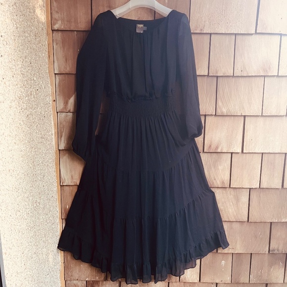 Taylor Dresses & Skirts - Taylor Sz14 Chiffon Maxi Dress Black Long Sleeve